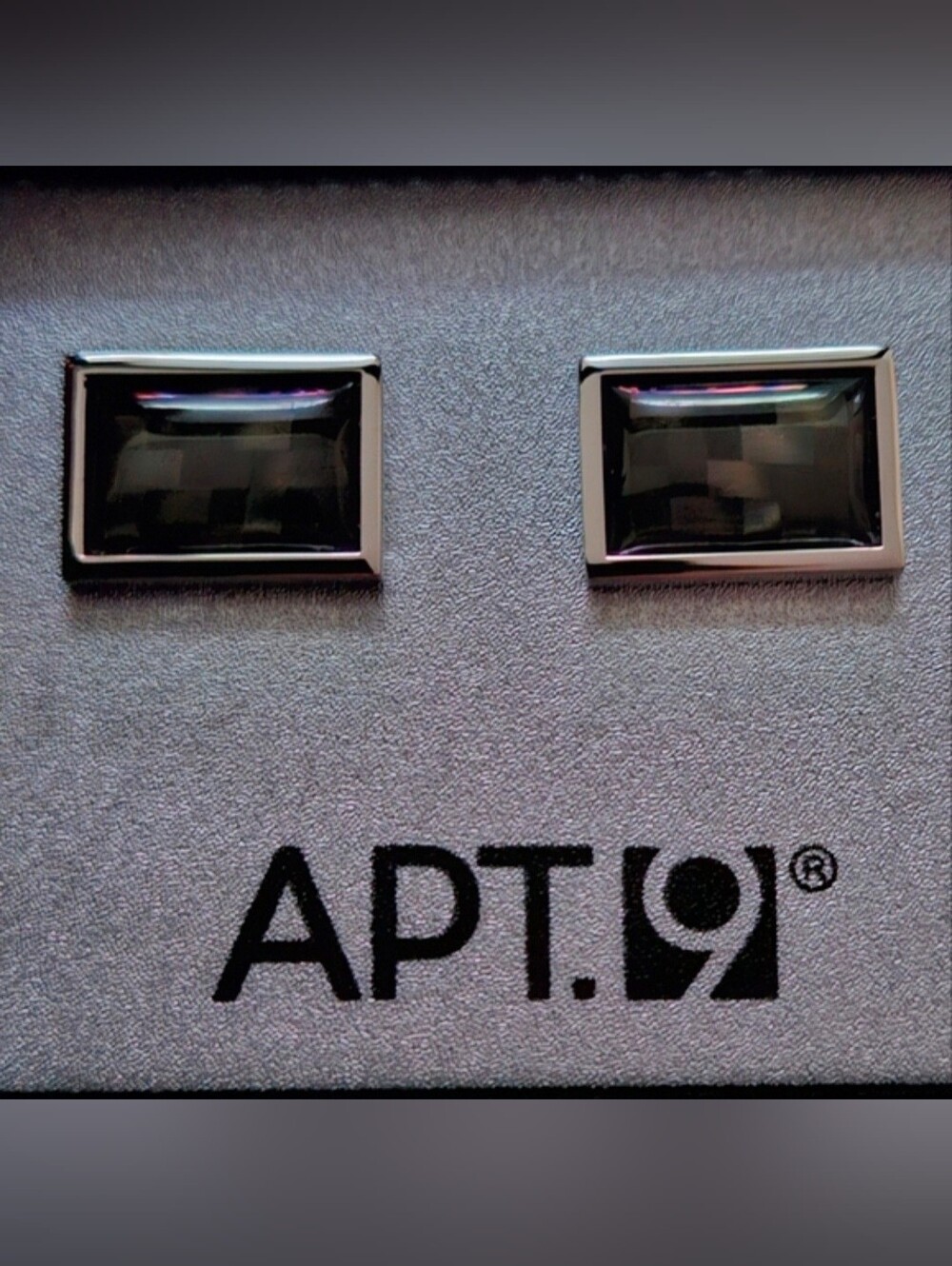 Apt. 9 Cuff Links Silvertone w Black Geometric Pattern Suit, Wed Tuxedo, Blouse